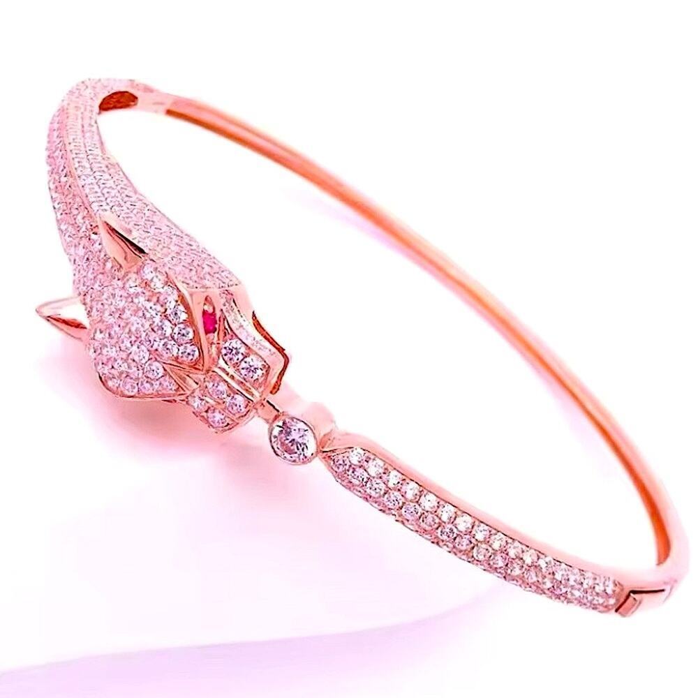 Rose Gold Panther Bangle Bracelet